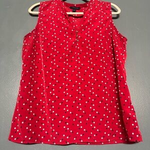 Tommy Hilfiger Red Polka Dot Sleeveless Top L